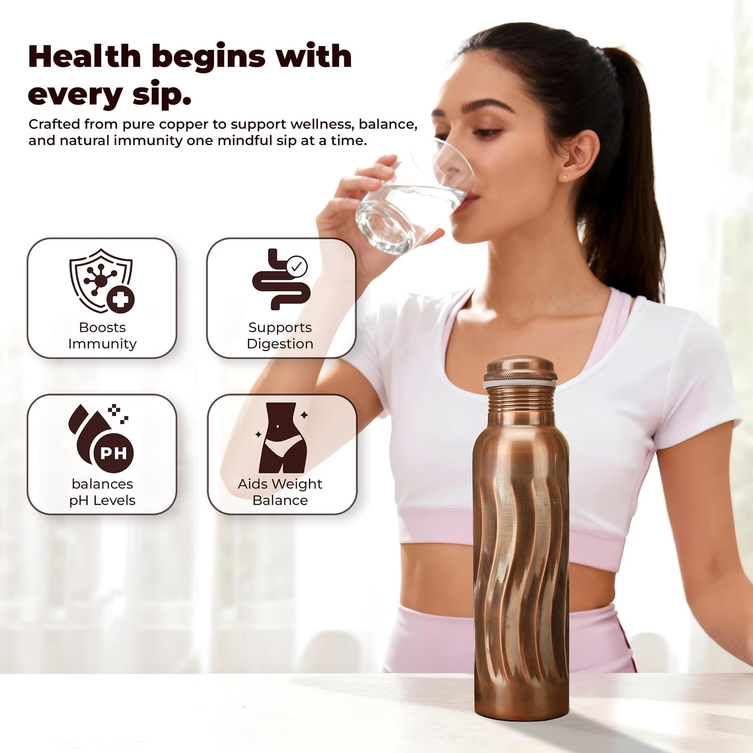 Bottiglie d'Acqua in Rame Anti - Ayurvedic & Herbal Wellness Kits recensione e prezzo